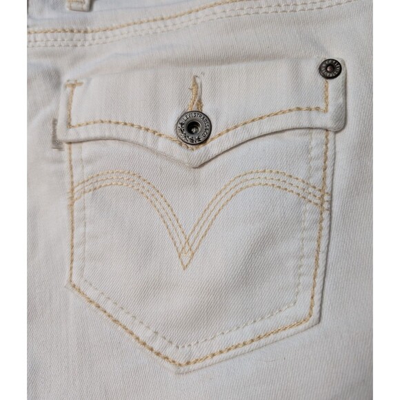 Levi's Capri Jeans Size 6 Straight Leg Off White Cream Stretch Flap Pockets - Picture 12 of 12